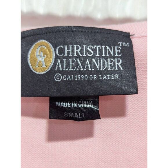 Christine Alexander Pink VNeck Fine Gauge Sweater Authentic Swarovski Crystals S - Picture 2 of 7